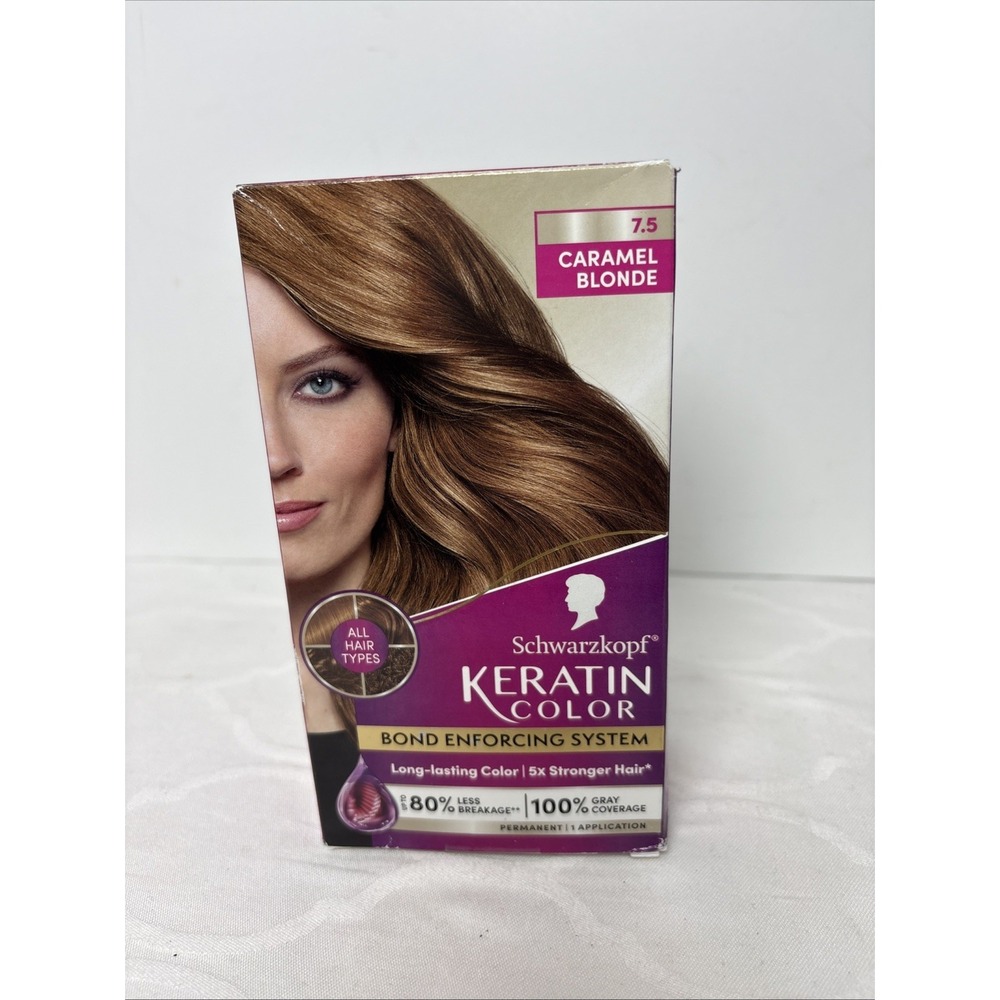 Schwarzkopf Keratin Color Permanent Hair Color Cream 7.5 Caramel Blonde